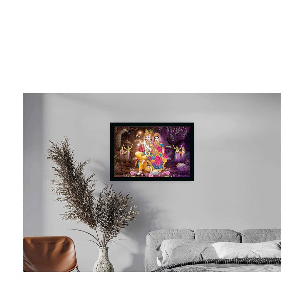 Generic Radha Krishna Painting with Synthetic Photo Frame (Multicolor)