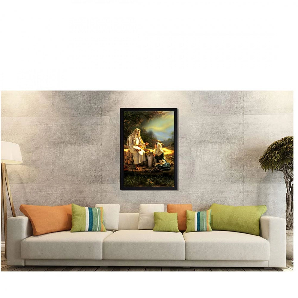 Generic Jesus Christ Painting with Synthetic Photo Frame (Multicolor)