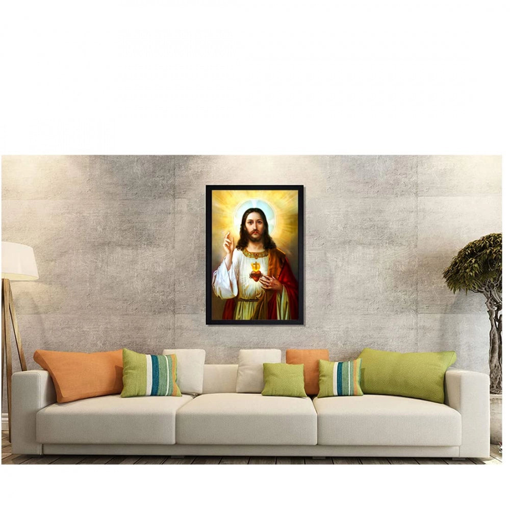 Generic Jesus Christ Painting with Synthetic Photo Frame (Multicolor)