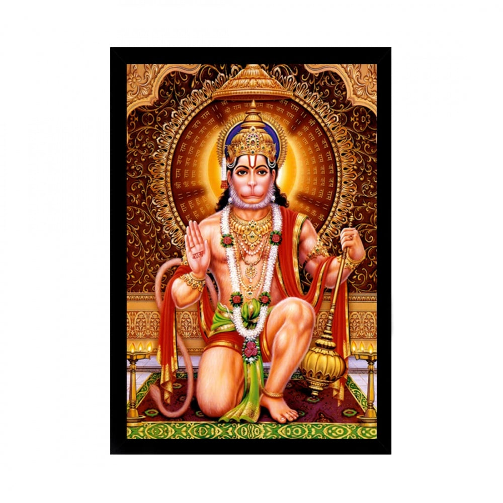 Generic Lord Hanuman Ji Painting with Synthetic Photo Frame (Multicolor)