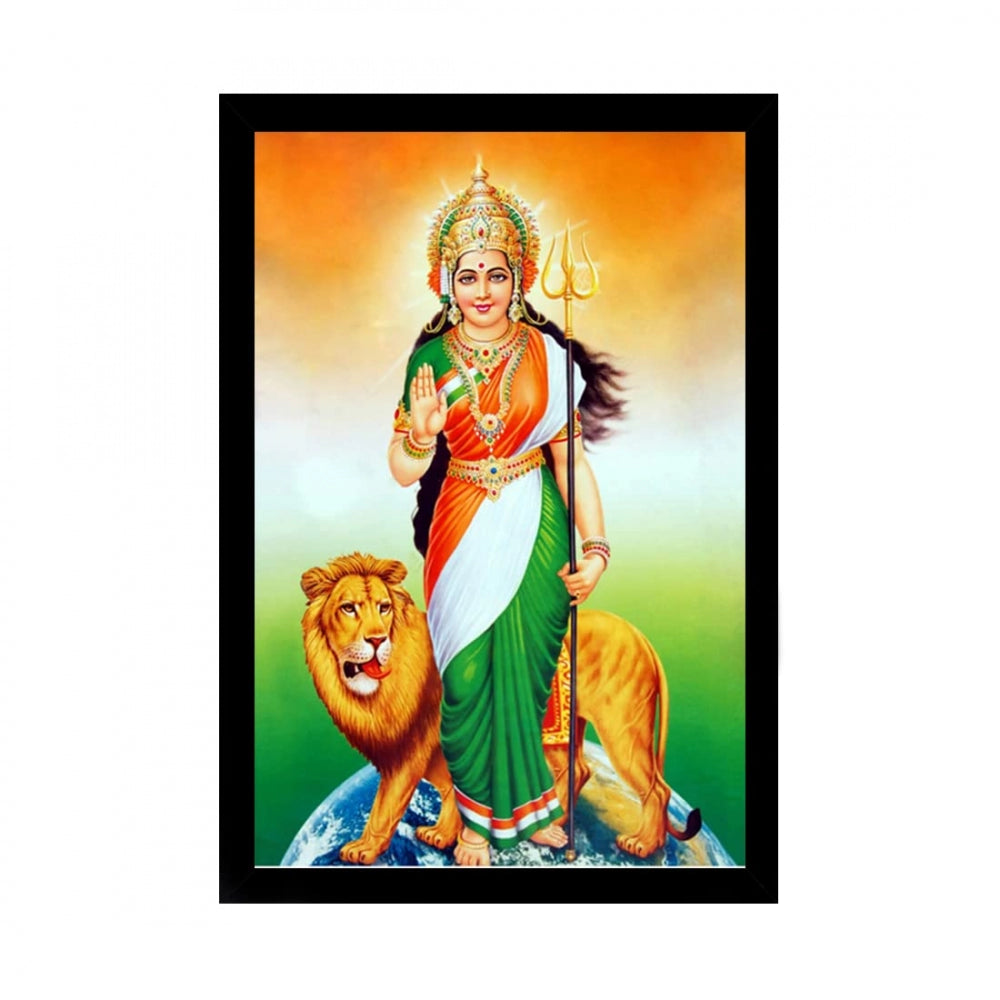 Generic Bharat Mata Painting with Synthetic Photo Frame (Multicolor)