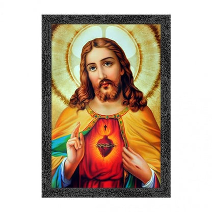 Generic Jesus Christ Painting with Synthetic Photo Frame (Multicolor)