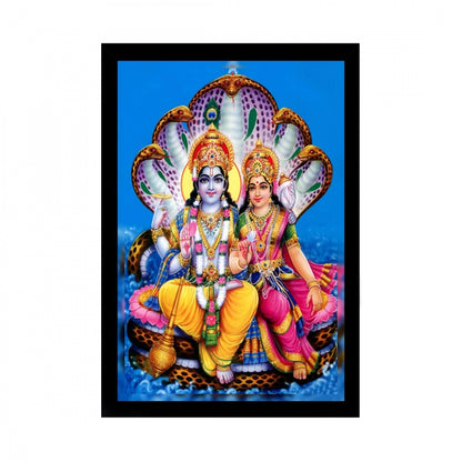 Generic Lord Vishnu Laxmi Painting with Synthetic Photo Frame (Multicolor)