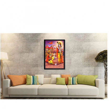 Generic Krishna Arjun Mahabharat Rath Painting with Synthetic Photo Frame (Multicolor)