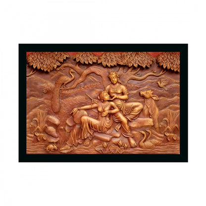 Generic Radha Krishna Painting with Synthetic Photo Frame (Multicolor)