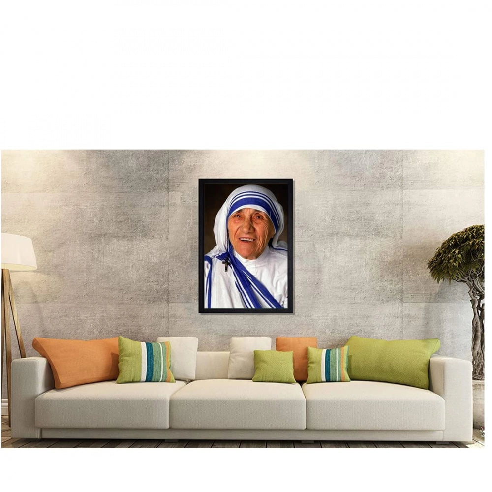 Generic Mother Teresa Painting with Synthetic Photo Frame (Multicolor)