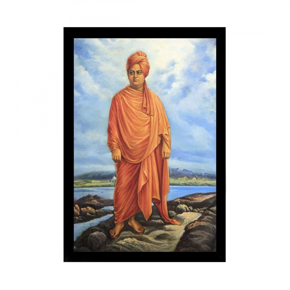 Generic Swami Vivekanand Painting Painting with Synthetic Photo Frame (Multicolor)