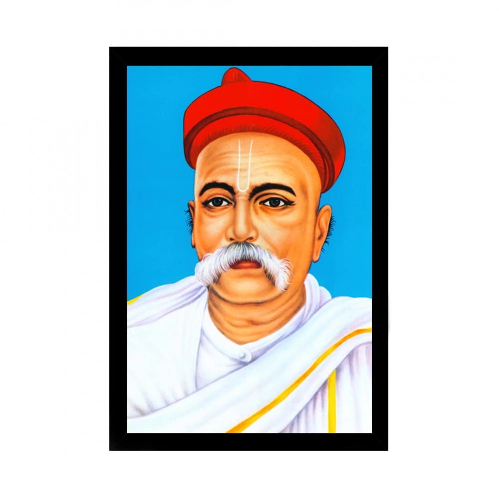 Generic Bal Gangadhar Tilak Painting with Synthetic Photo Frame (Multicolor)