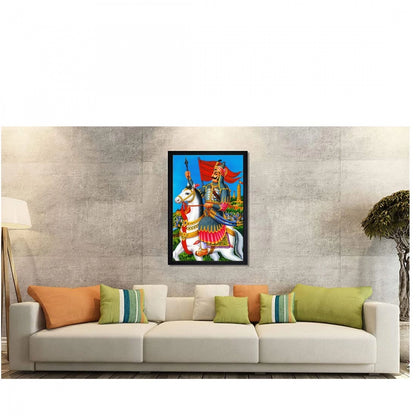 Generic Maharana Pratap Painting with Synthetic Photo Frame (Multicolor)