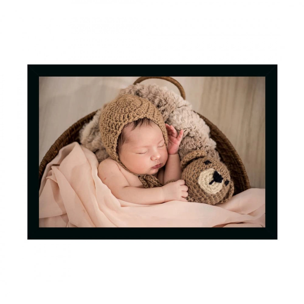 Generic Baby Photo Painting with Synthetic Photo Frame (Multicolor)