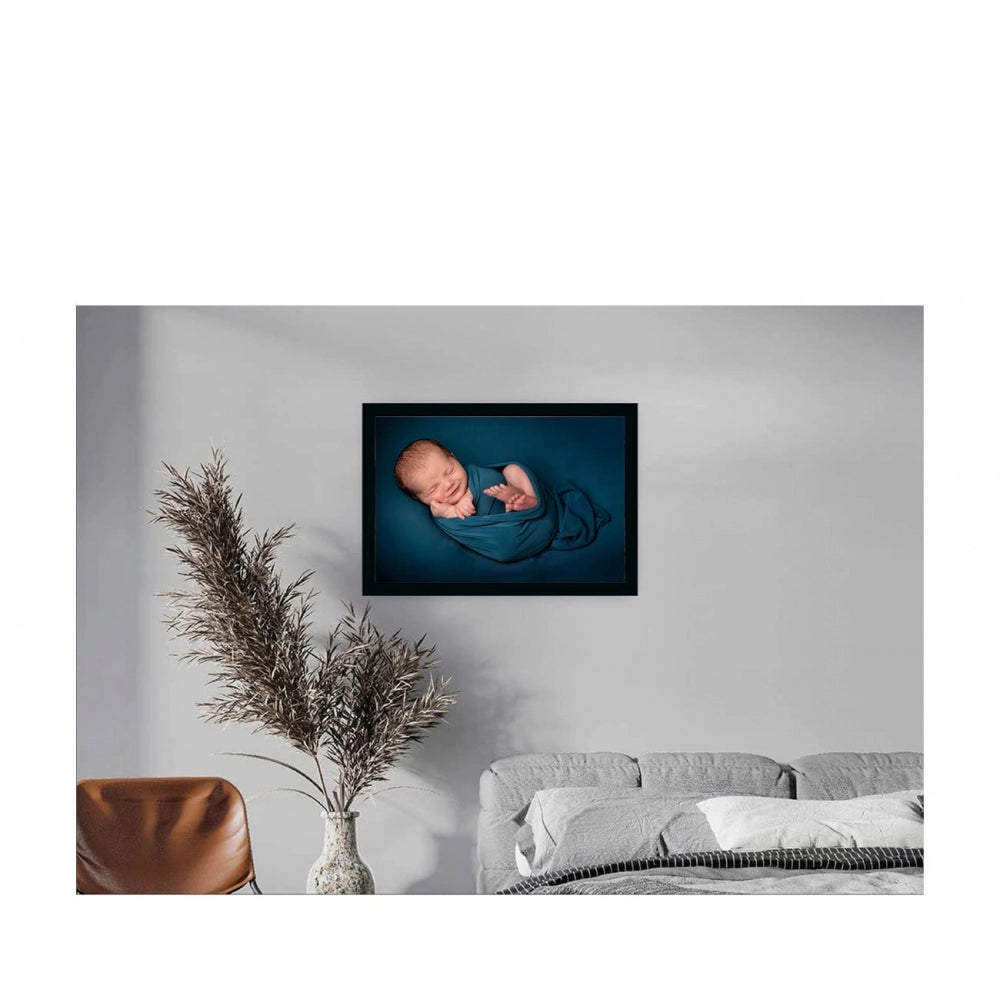 Generic Baby Photo Painting with Synthetic Photo Frame (Multicolor)