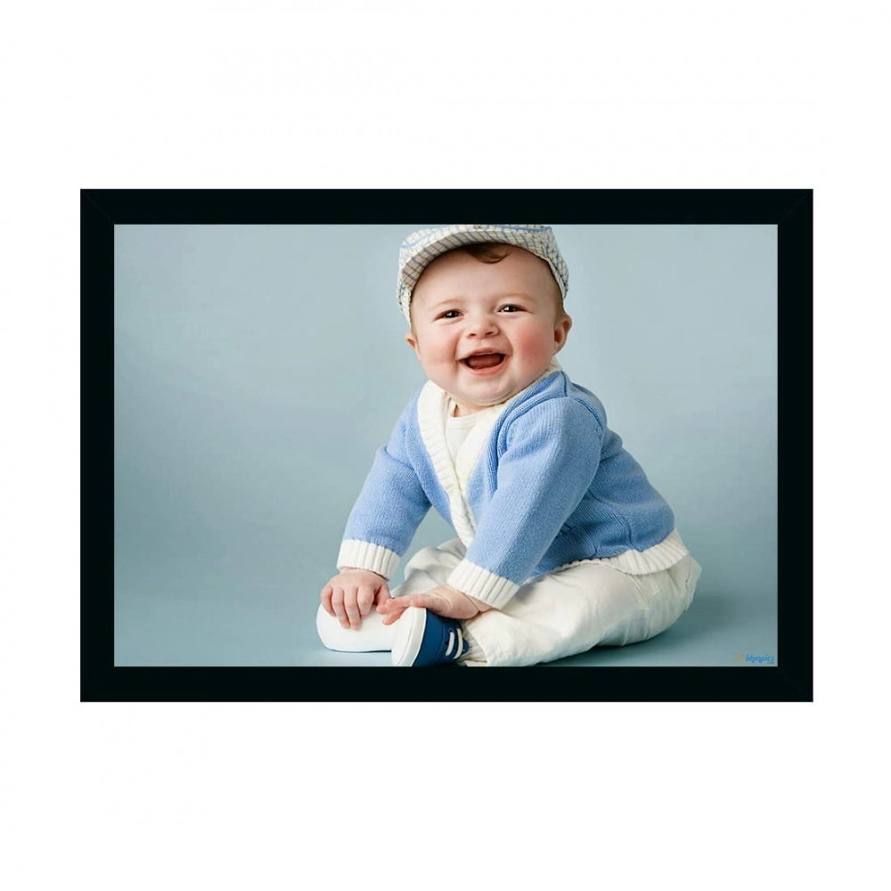 Generic Baby Photo Painting with Synthetic Photo Frame (Multicolor)