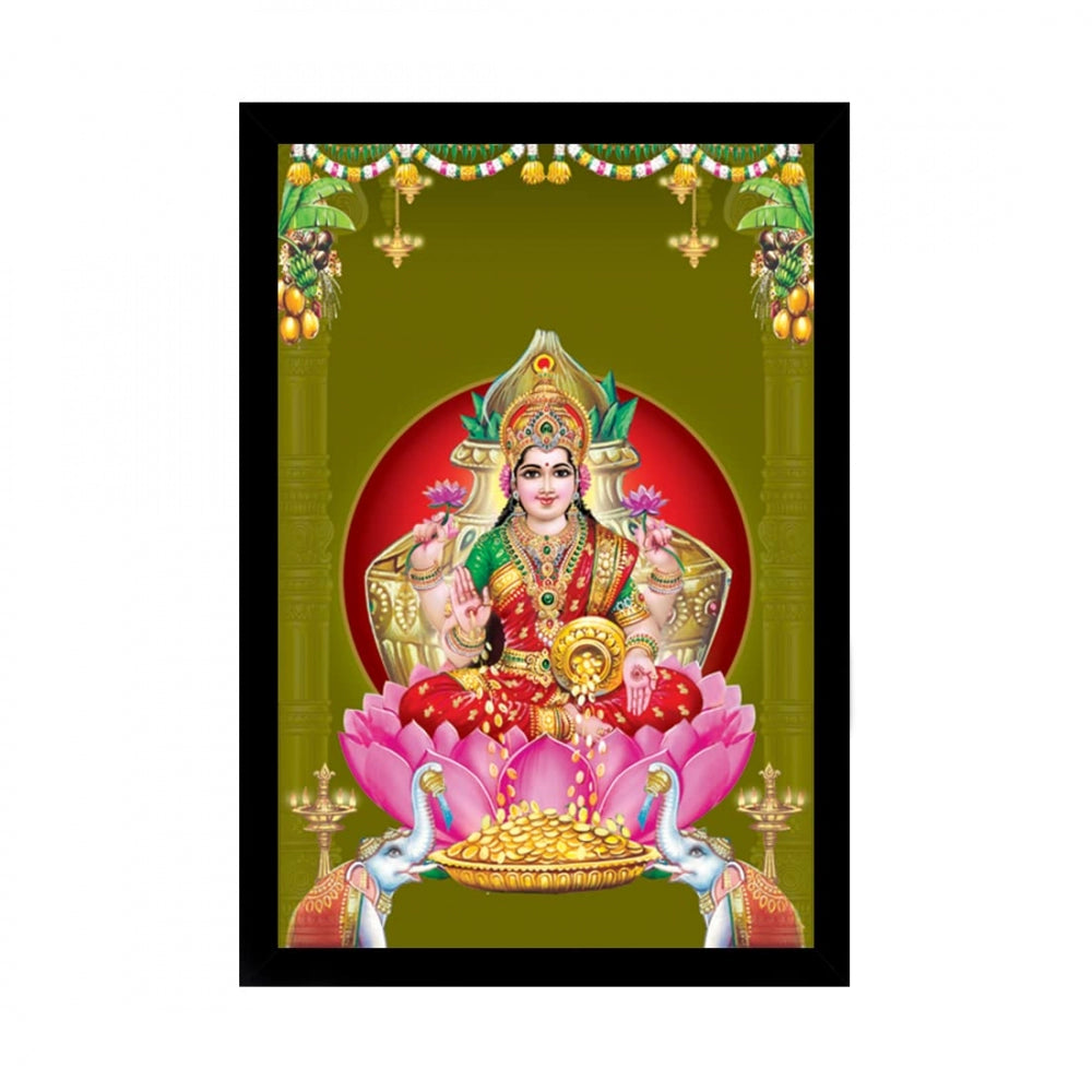 Generic Maa Laxmi Ji Painting with Synthetic Photo Frame (Multicolor)