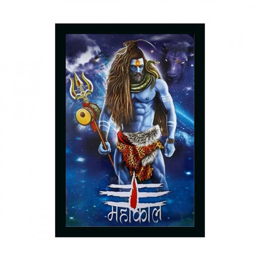 Generic Mahakal Painting with Synthetic Photo Frame (Multicolor)