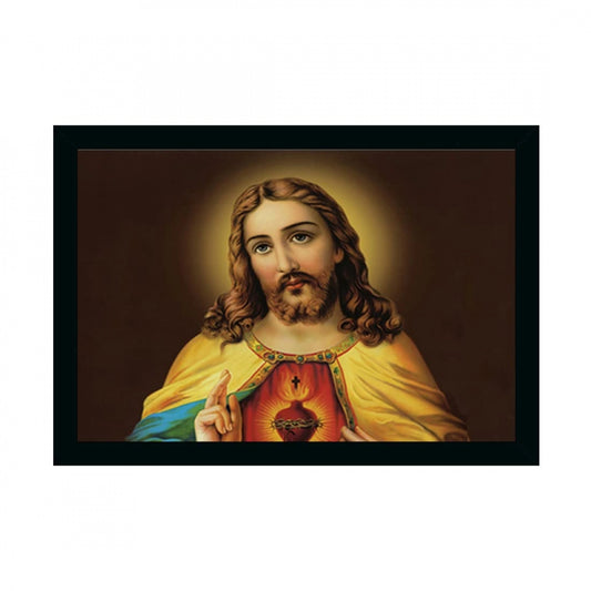 Generic Lord Jesus Christ Painting with Synthetic Photo Frame (Multicolor)