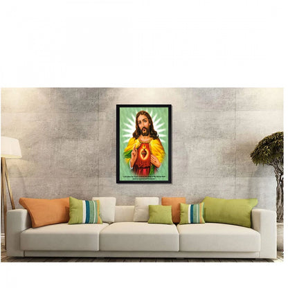 Generic Lord Jesus Christ Painting with Synthetic Photo Frame (Multicolor)