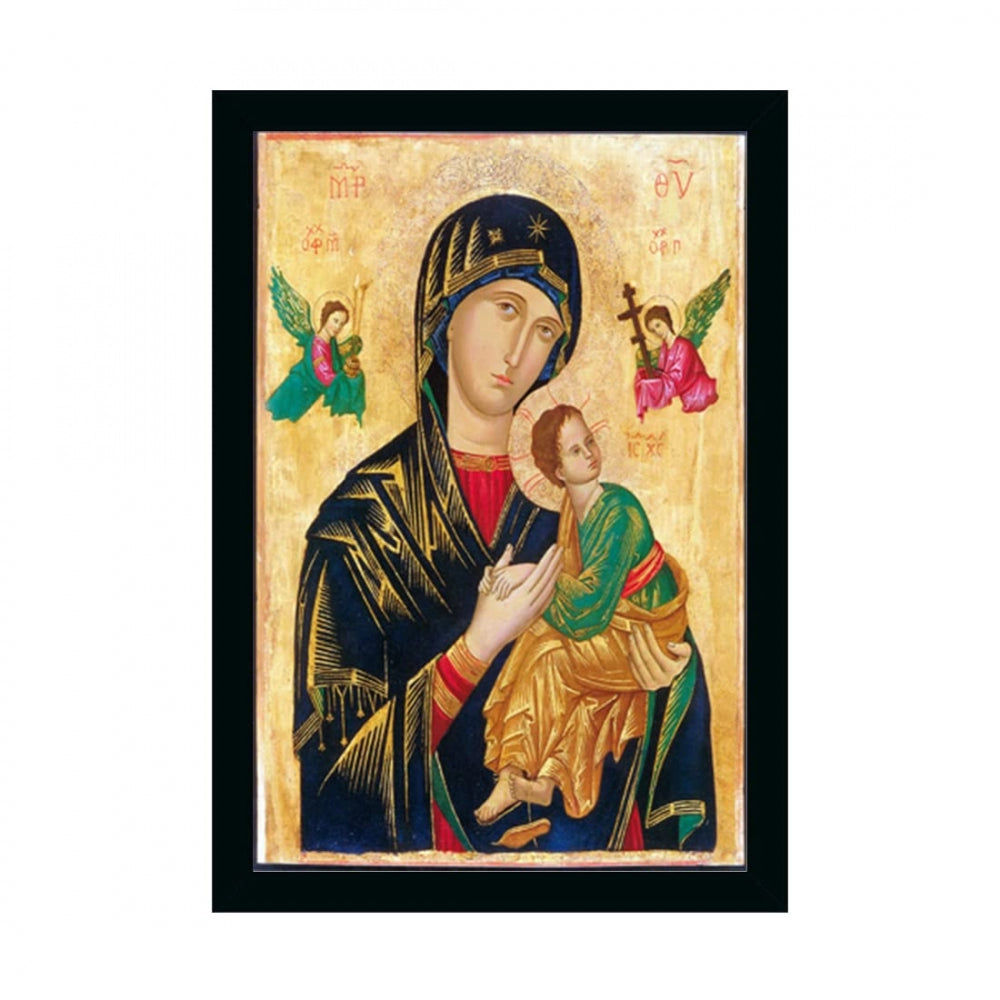 Generic Mother Mary Painting with Synthetic Photo Frame (Multicolor)