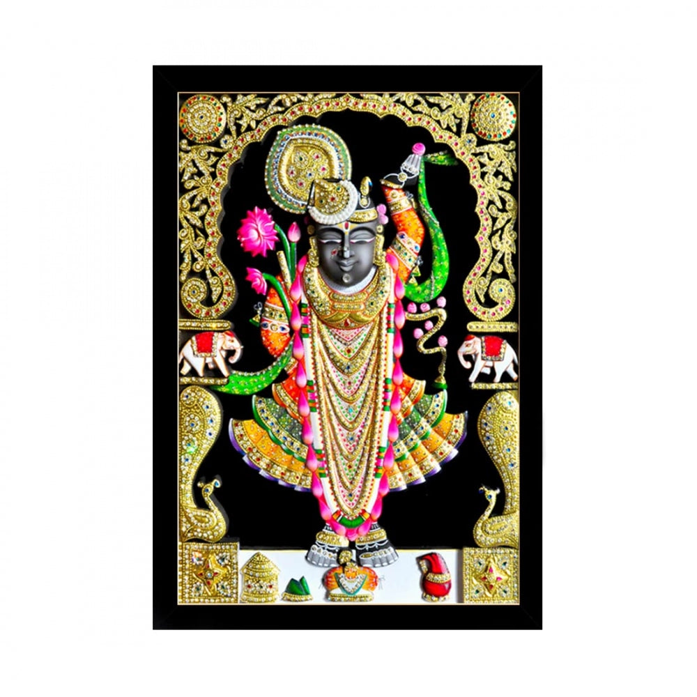 Generic Shrinathji Painting with Synthetic Photo Frame (Multicolor)