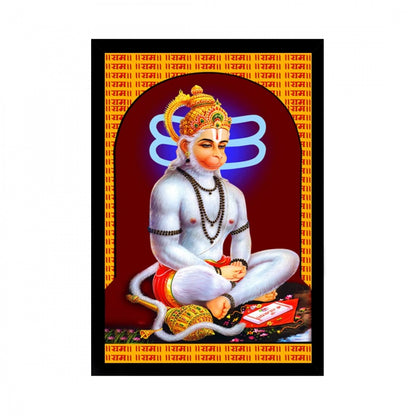 Generic Lord Hanuman Ji Painting with Synthetic Photo Frame (Multicolor)