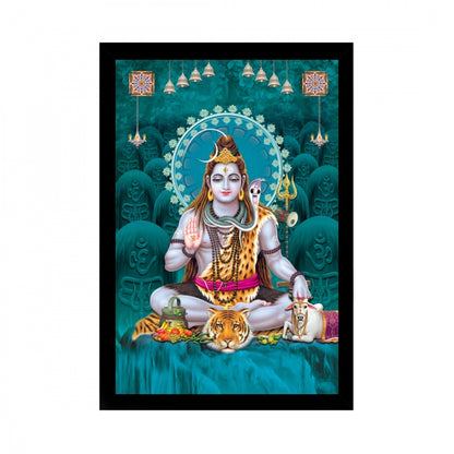 Generic Lord Shiva Painting with Synthetic Photo Frame (Multicolor)