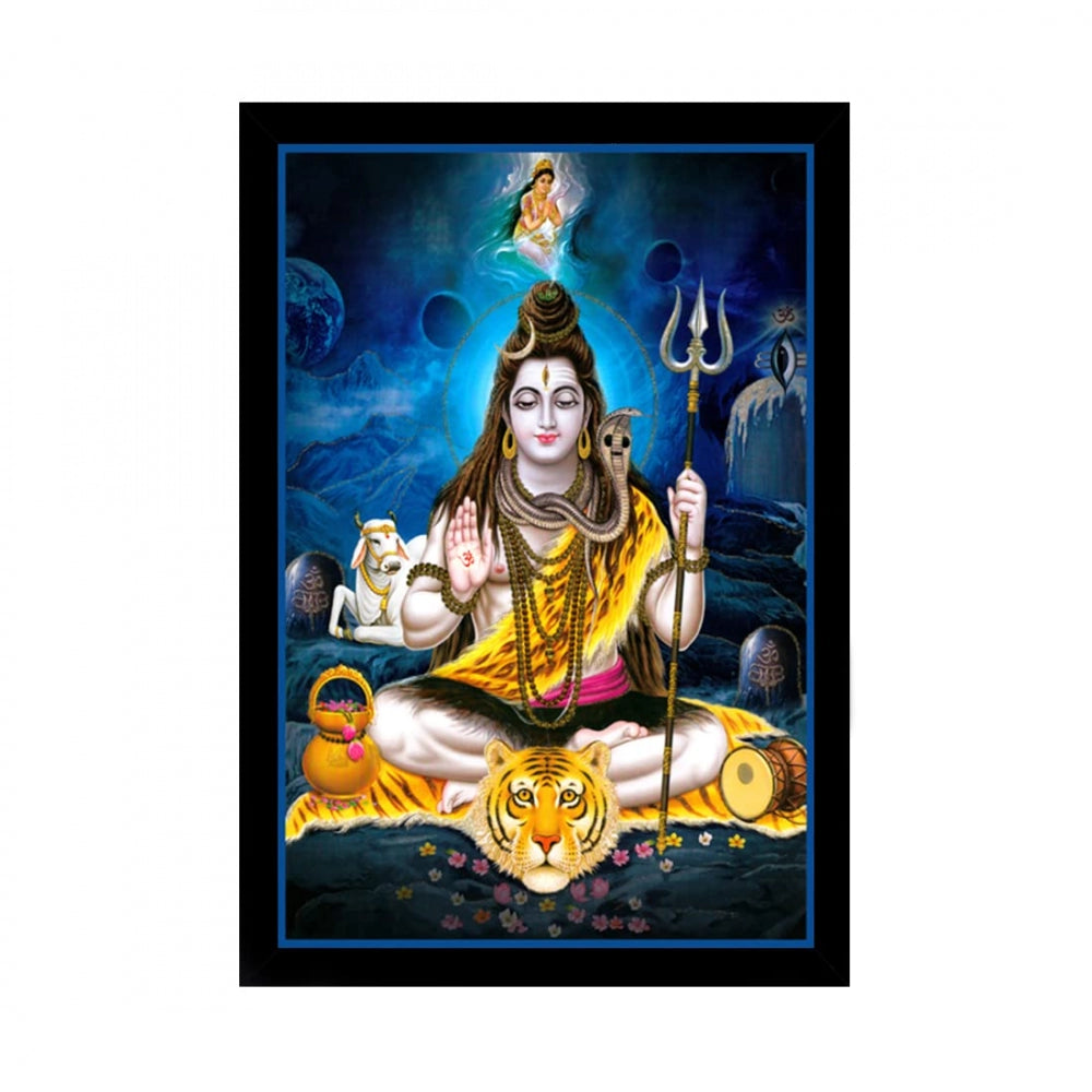 Generic Lord Shiva Painting with Synthetic Photo Frame (Multicolor)