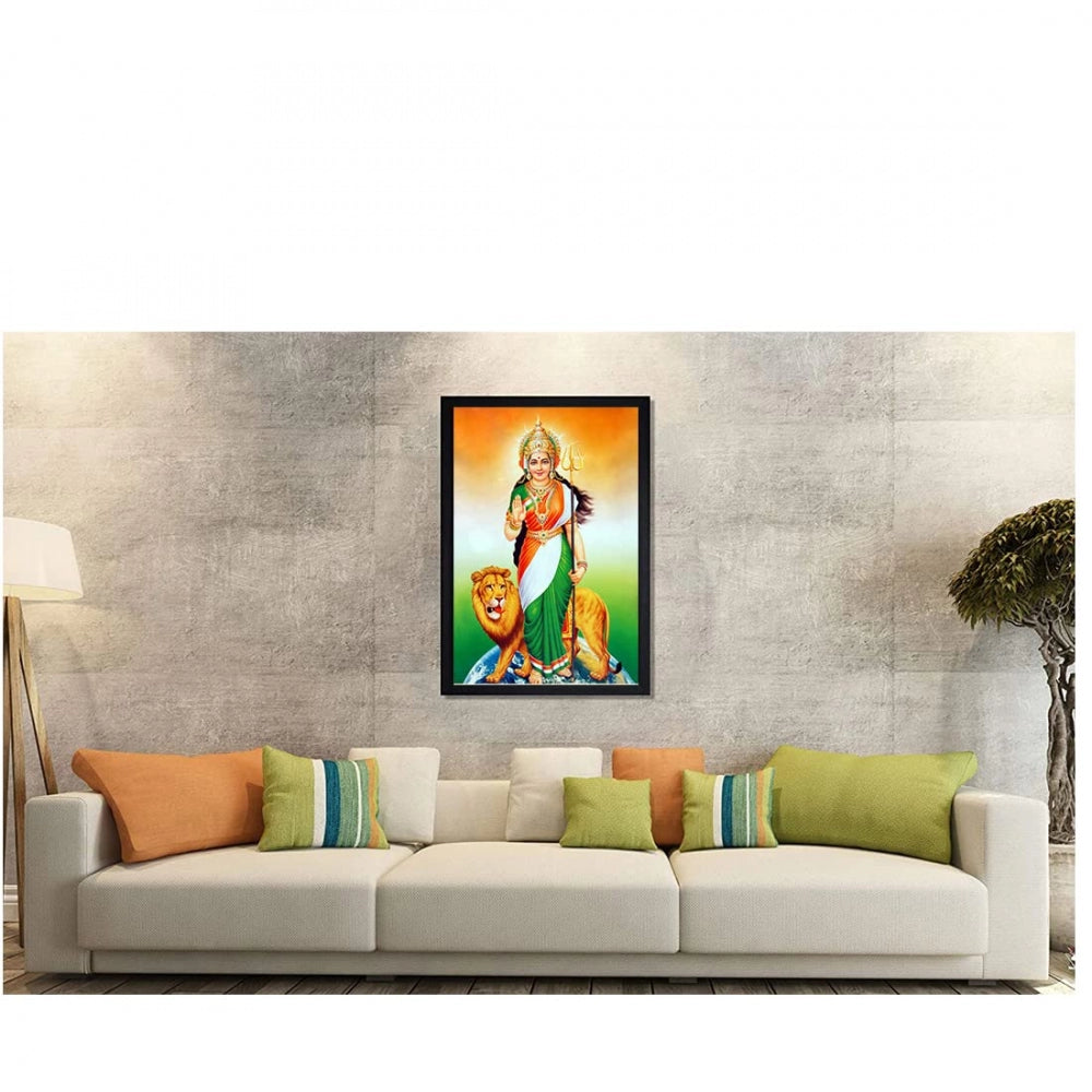 Generic Bharat Mata Painting with Synthetic Photo Frame (Multicolor)