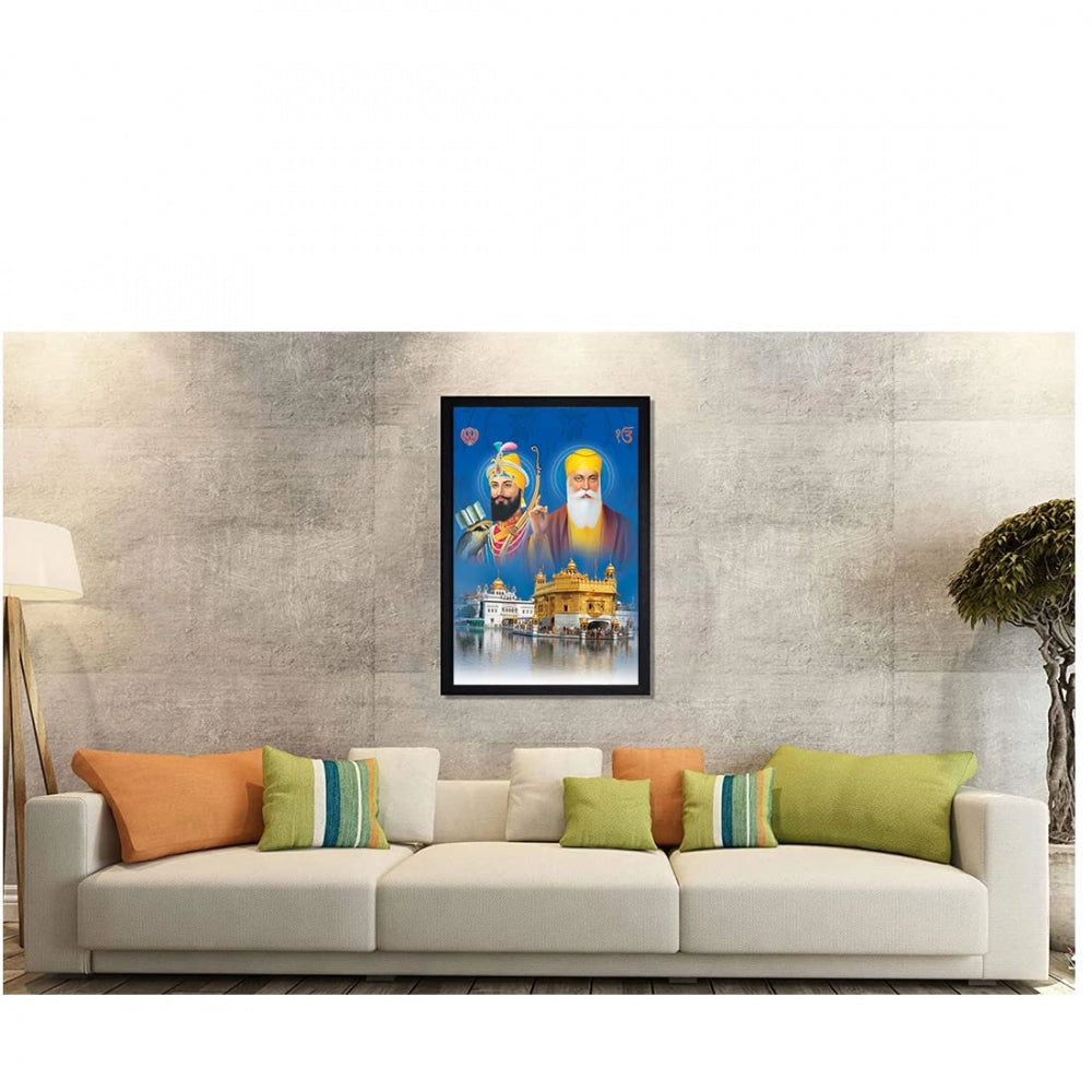 Generic Guru Nanak Painting with Synthetic Photo Frame (Multicolor)