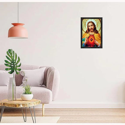 Generic Jesus Christ Painting with Synthetic Photo Frame (Multicolor)