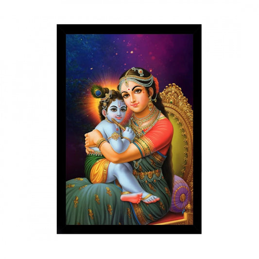 Generic Maa Yashoda Painting with Synthetic Photo Frame (Multicolor)