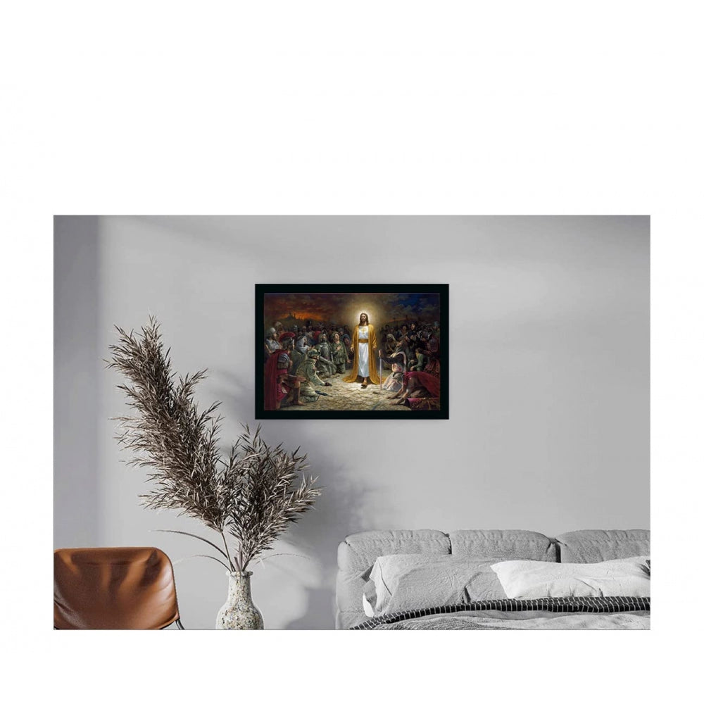 Generic Lord Jesus Christ Painting with Synthetic Photo Frame (Multicolor)