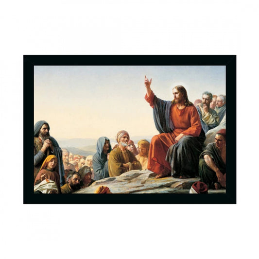 Generic Lord Jesus Painting with Synthetic Photo Frame (Multicolor)