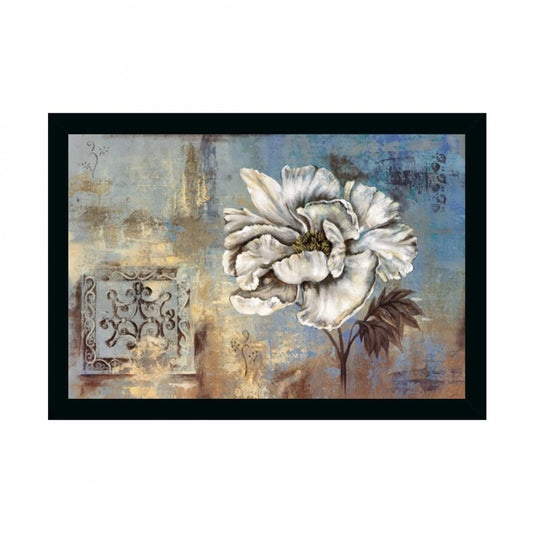 Generic Flower Painting with Synthetic Photo Frame (Multicolor)