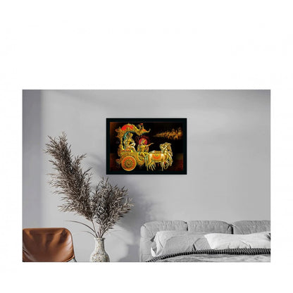 Generic Krishna Arjun Mahabharat Rath Painting with Synthetic Photo Frame (Multicolor)