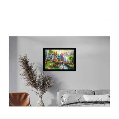 Generic Natural Scenery Painting with Synthetic Photo Frame (Multicolor)