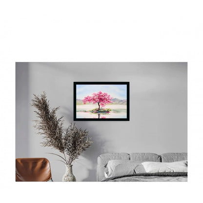 Generic Tree Scenery Painting with Synthetic Photo Frame (Multicolor)