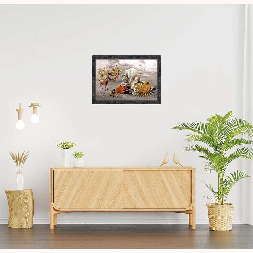 Generic Rajasthani Paintings Painting with Synthetic Photo Frame (Multicolor)