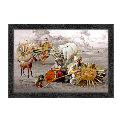 Generic Rajasthani Paintings Painting with Synthetic Photo Frame (Multicolor)