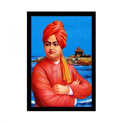 Generic Swami Vivekanand Painting with Synthetic Photo Frame (Multicolor)