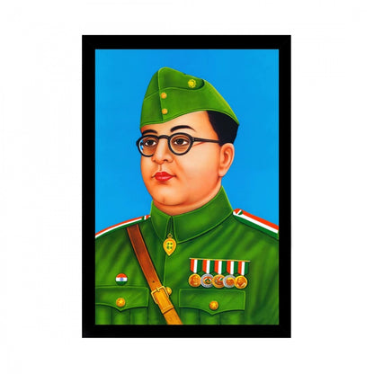 Generic Shubham Chandra Bose Painting with Synthetic Photo Frame (Multicolor)