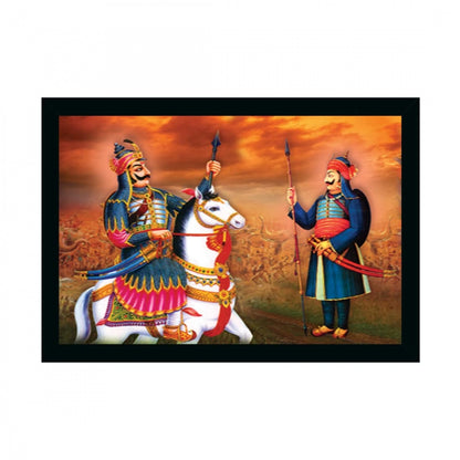 Generic Maharana Pratap Painting with Synthetic Photo Frame (Multicolor)