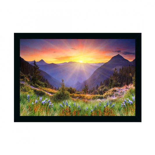 Generic Natural Scenery Painting with Synthetic Photo Frame (Multicolor)