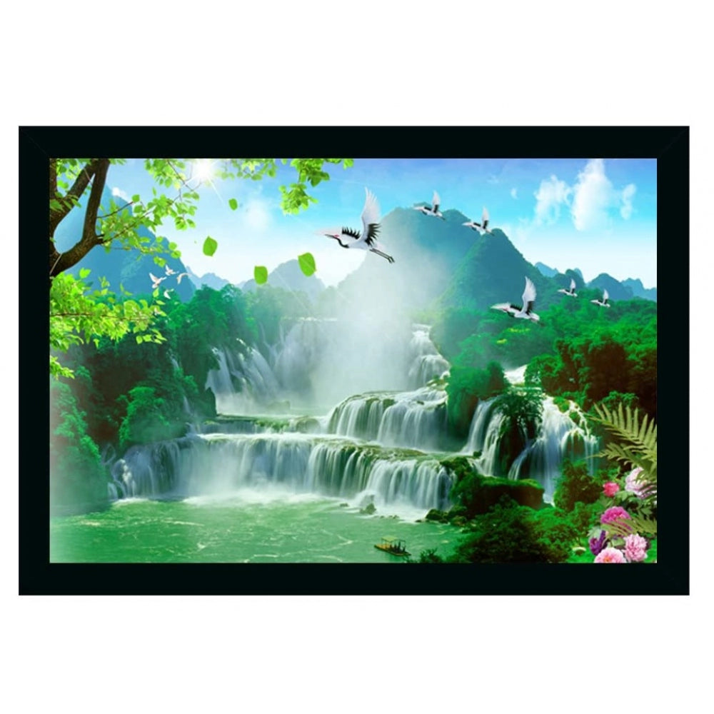 Generic Natural Scenery Painting with Synthetic Photo Frame (Multicolor)