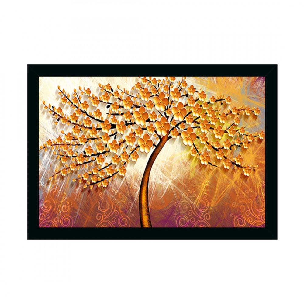 Generic Tree Painting Painting with Synthetic Photo Frame (Multicolor)