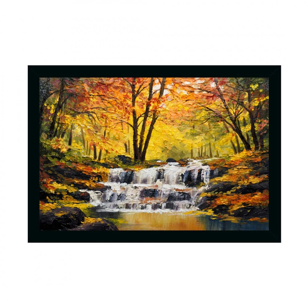 Generic Natural Wate Painting with Synthetic Photo Frame (Multicolor)