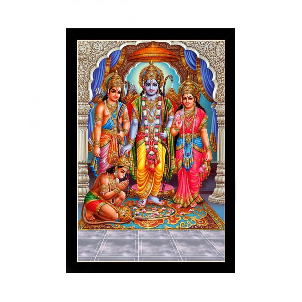 Generic Shree Ram Painting with Synthetic Photo Frame (Multicolor)