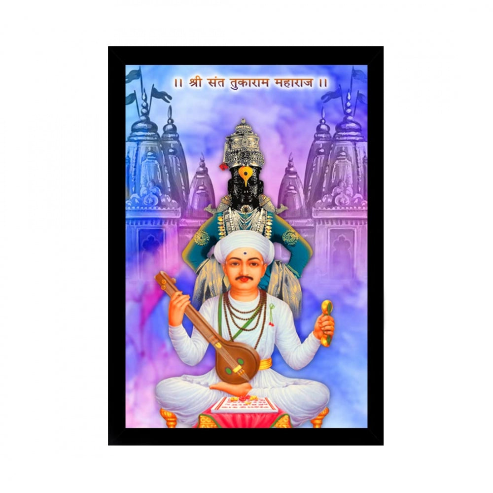 Generic Tukaram Painting with Synthetic Photo Frame (Multicolor)