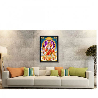 Generic Durga Mata Painting with Synthetic Photo Frame (Multicolor)