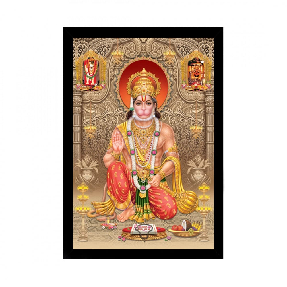 Generic Lord Hanuman Ji Painting with Synthetic Photo Frame (Multicolor)