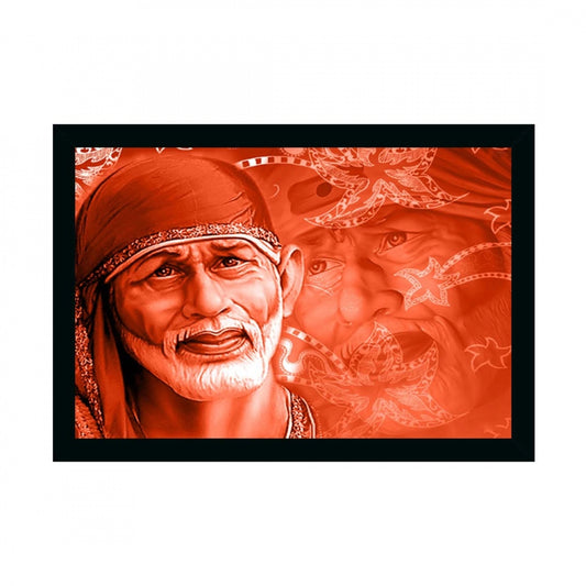 Generic Saibaba Painting with Synthetic Photo Frame (Multicolor)