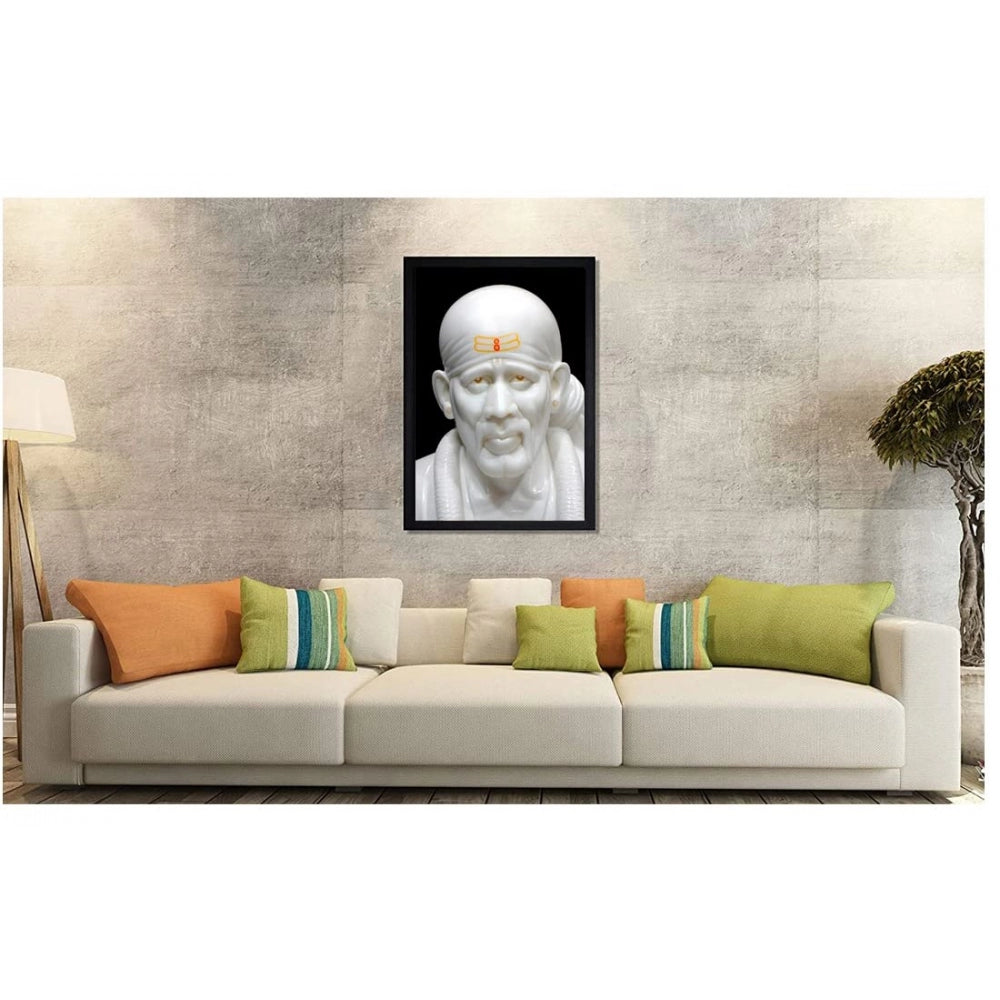 Generic Saibaba Painting with Synthetic Photo Frame (Multicolor)